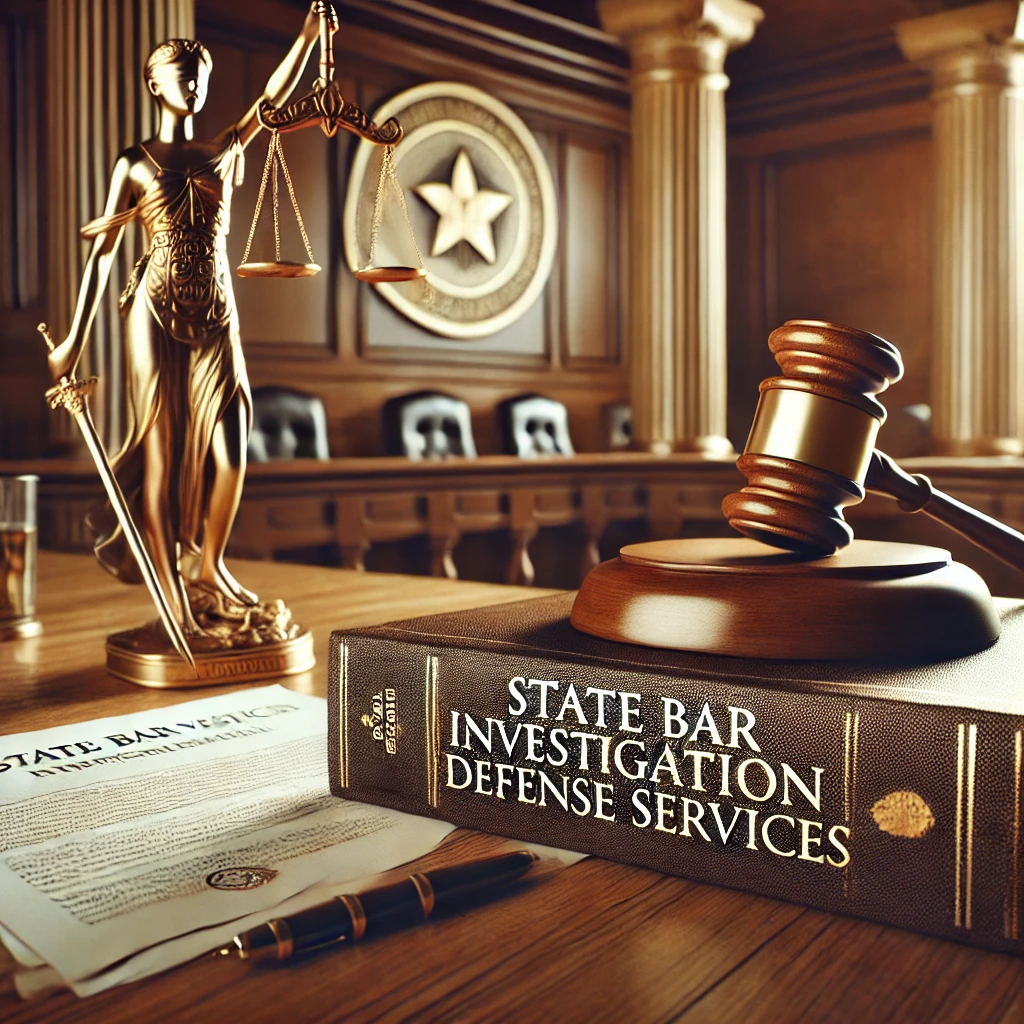DALL·E 2025-01-14 14.55.19 - A professional stock image for a website representing state bar investigation defense services. The image features a sophisticated courtroom setting w